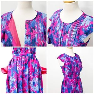 BANANA REPUBLIC Hot Pink and Blue Ruffle Dress